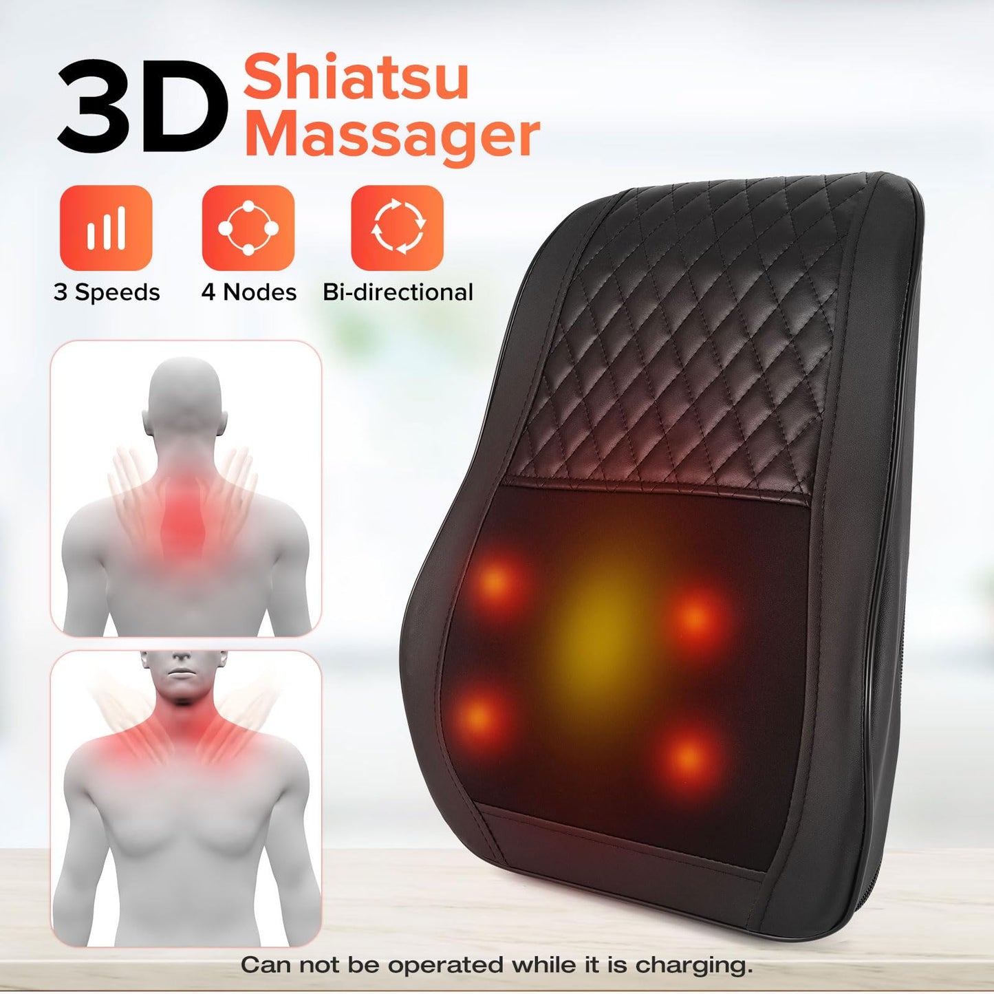 Fathers Day Gift Ideas Cordless Neck and Back Massager with Heat, Deep Tissue Shiatsu Neck Massager for Pain Relief, Massage Pillow for Back, Lower Back Massage, Birthday Gifts for Woman Man Dad