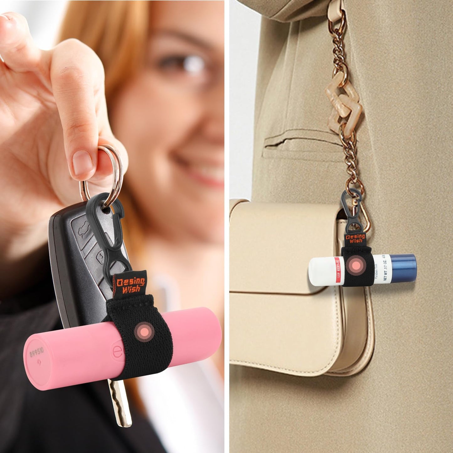 Desing Wish 3 PCS Mini Chapstick Holder Keychain Elastic Sleeve Chapstick Keychain Holder for Lip Balms/Lip Gloss/Lipsticks, Portable Lip Balm Holder Sleeves for Keys/Purse/Lanyard - Black