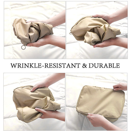 8 Pieces Mesh Packing Cubes for Travel, Luggage Packing Organizers Bags Set, Travel Essentials Suitcases Accessories with Laundry Bag, Storage Shoe Bag, Clothing Underwear Bag (Cream, 8 set)