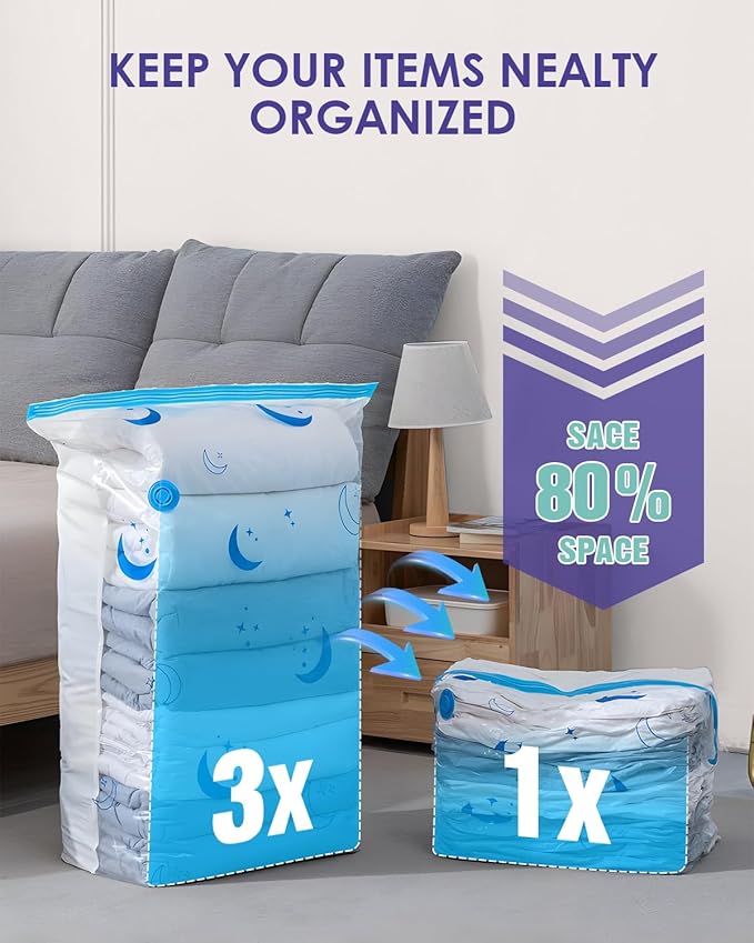 Vacuum Storage Bags with Rechargeable Pump,12 Pack Jumbo Size (39.3"x27.5") Vacuum Sealed Space Save Bag with 1500mAh Pump for Clothes, Blanket, Duvets, Pillows, Comforters, Quilt, Travel, Moving