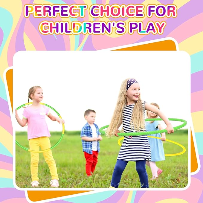 6 Pcs Exercise Hoop Detachable Fitness Rings Adjustable Plastic Toy Fitness Hoop Playground Toys Colored Circles for Teens Games Gymnastics Agility, 28 Inch(Green, Yellow)