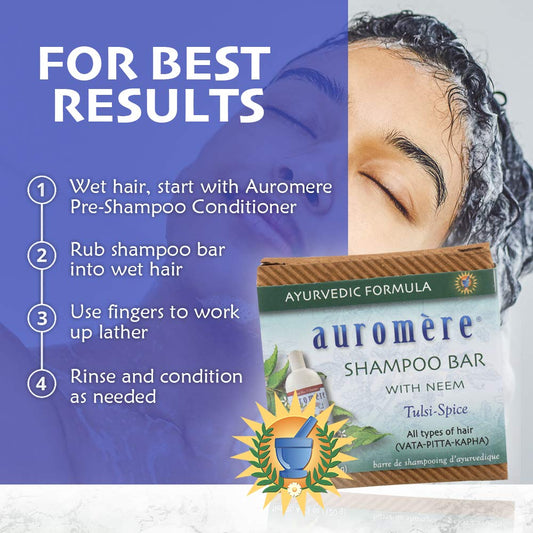 Auromere Ayurvedic Shampoo Bar - Eco Friendly, Handmade, Vegan, Cruelty Free, Natural, Non GMO, All in One Bar for Soap and Shampoo (4.23 oz), 1 pack