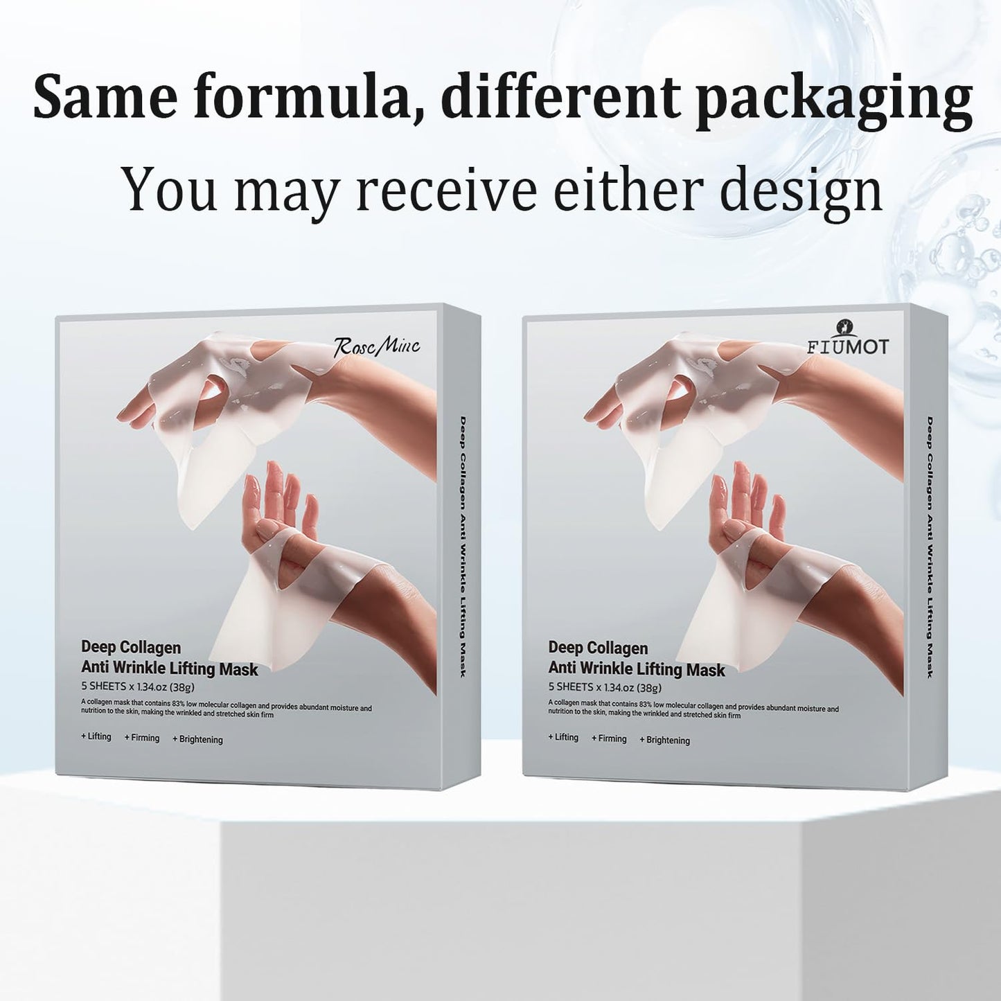 Deep Collagen Anti-Wrinkle Lifting Overnight Mask Facial sheet masks with low molecular weight collagen for lifting, firming, and moisturizing 5 Packs