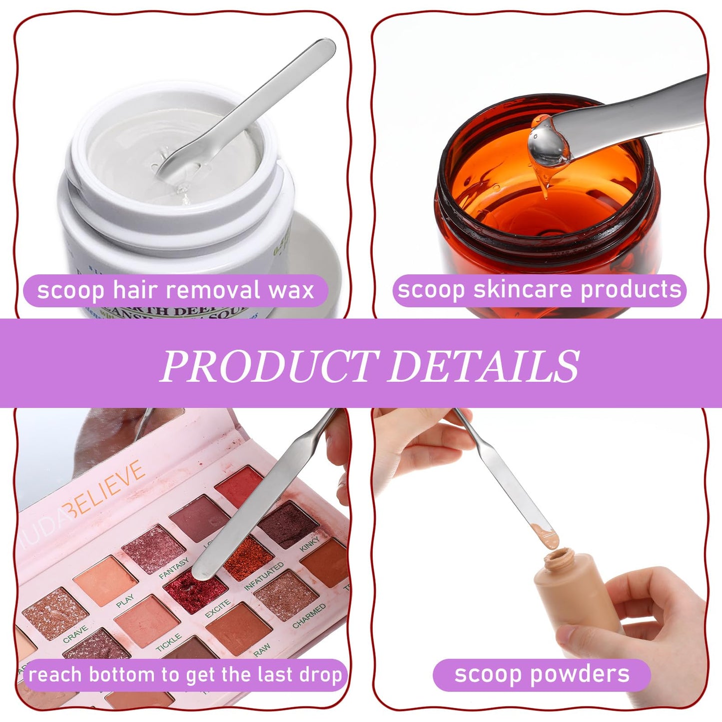 4PCS Stainless Steel Makeup Spatula Mini Metal Cosmetic Spatula Korean Skincare Spatula Multi-functional Beauty Spatula Tiny Facial Spatula Beauty Accessories for Personal Care Makeup Cosmetics Tools