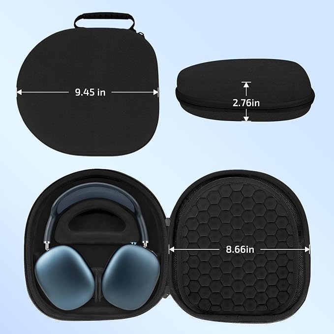 AirPod Max Case with Sleep-Mode Charging Function, Protective Travel Bag for Apple Over-Ear Headphones (Black)