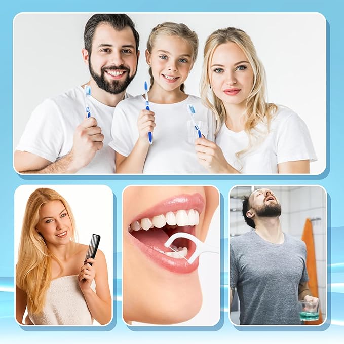 3 Set Travel Toothbrush Kit Bulk,Disposable Toothbrush with Toothpaste Set with Mouthwash,Toothpaste,Cover,Comb,Zip Bag,Floss Picks,Toothbrushes Set for Homeless,Travel