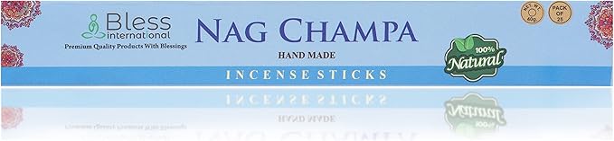 Bless-Nag-Champa 100%-Natural-Handmade-Hand-Dipped-Incense-Sticks Organic-Chemicals-Charcoal-Free Purification-Relaxation-Positivity-Yoga-Meditation Best-Woods-Scent (25 Sticks (1.4 OZ))