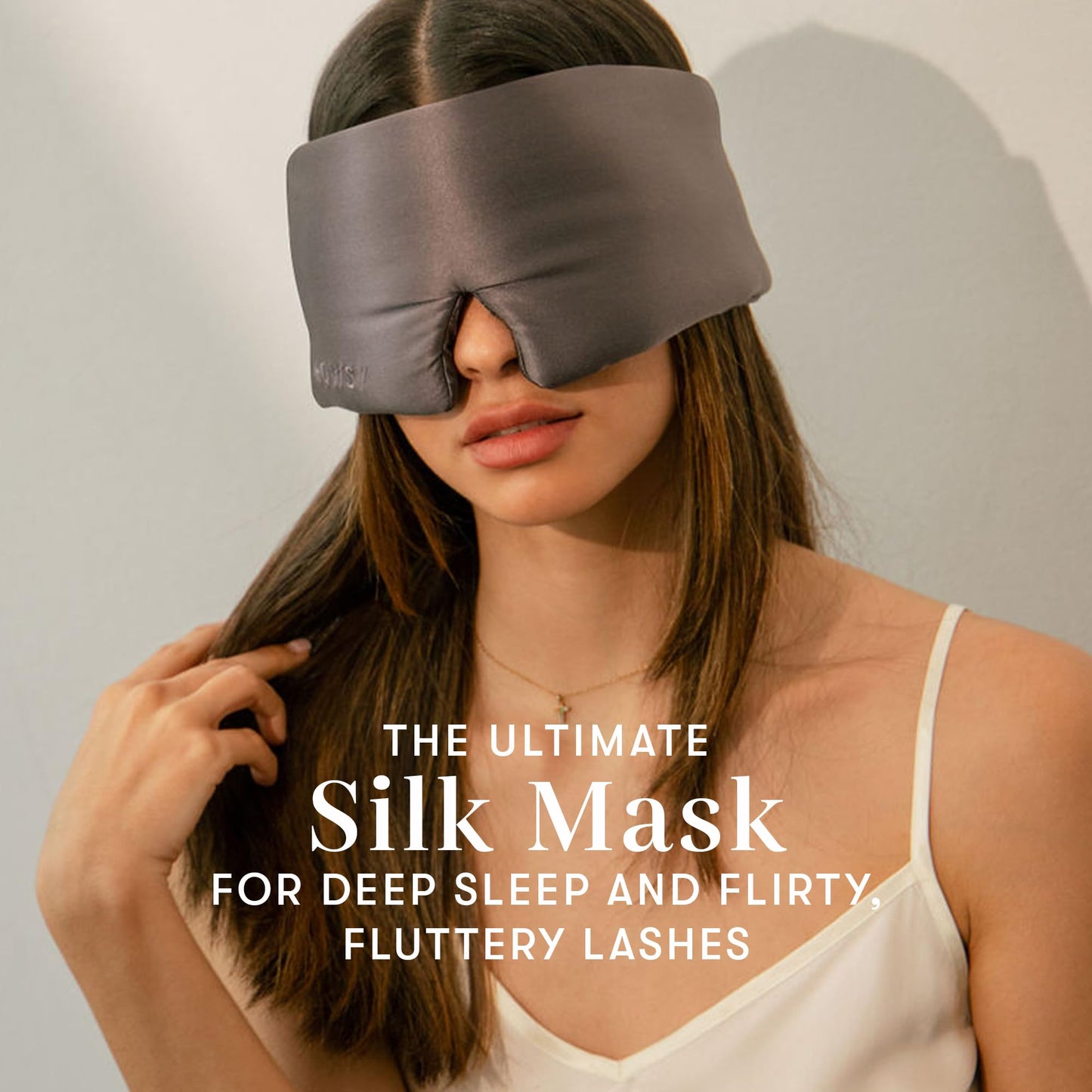 DROWSY Eyelash Protecting Silk Sleep Mask for Natural Lashes & Extensions. Deep Eye Cups, Zero Pressure, Total Blackout, Full Wraparound (Moonlight Shadow)