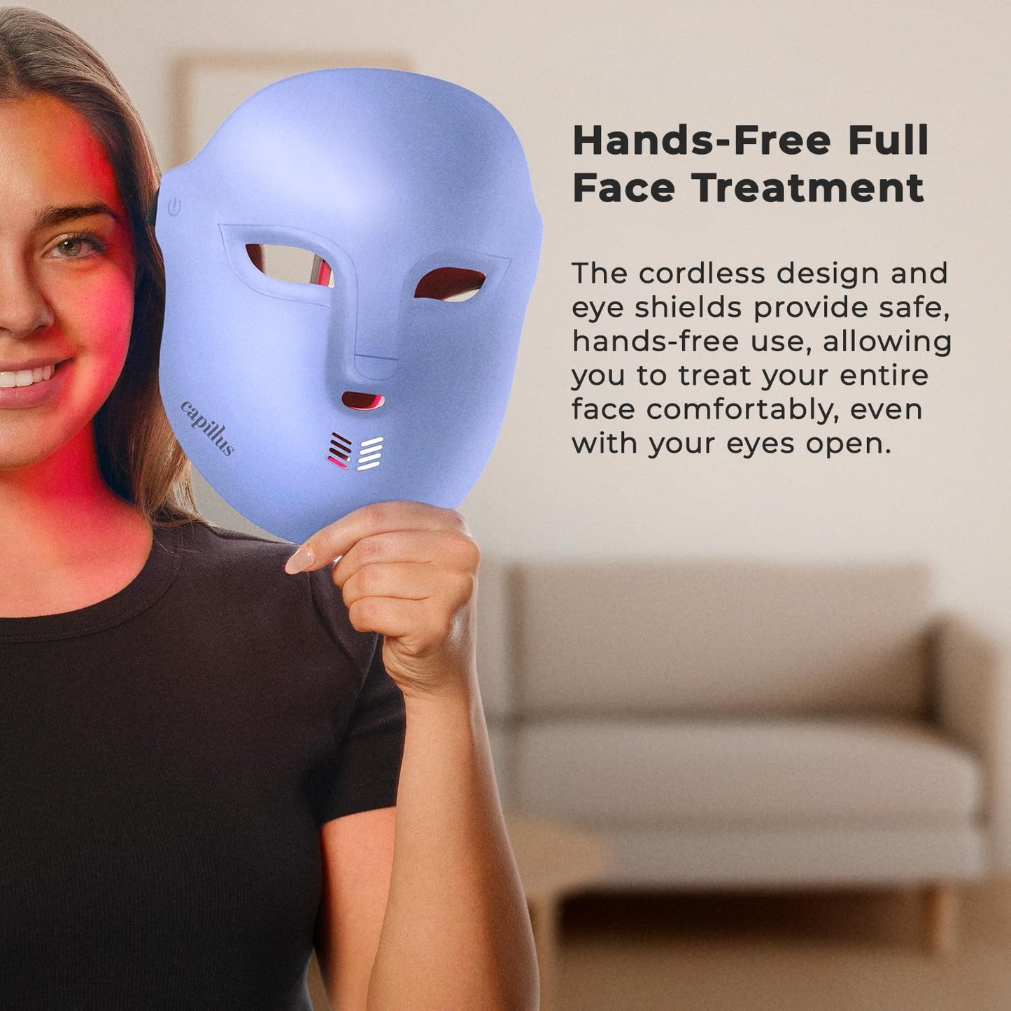 Capillus LED Red Light Therapy Mask for Face – Infrared Face Mask Light Therapy with Red, Blue & Pink LEDs – Skin Care Device for Glow, Firmness & Wrinkle Reduction – Lilac