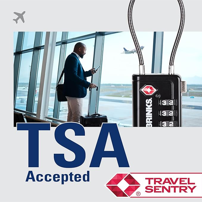 Brinks TSA Accepted Indicator Luggage Lock, Black - Ressetable Combination, 2.5 inch Long Shackle, New More Secure TSA008 Key, 2 Pack