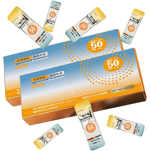 100PCS Mini Sunscreen SPF50+ - Travel Size Sunscreen Infused with Centella Asiatica Extract, Lightweight & Non-Greasy, waterproof - Perfect for Summer Party & Thank You Gifts - Mini Purse Essentials