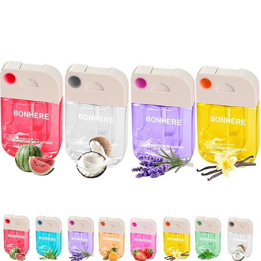 4 Pcs Hydrating Hand Sanitizer Spray, 4 Scents, 5.2 FL. OZ. Portable Sanitizer Spray for Travel Size, 500-Sprays Each Multi-Flavor (4(Pcs).)