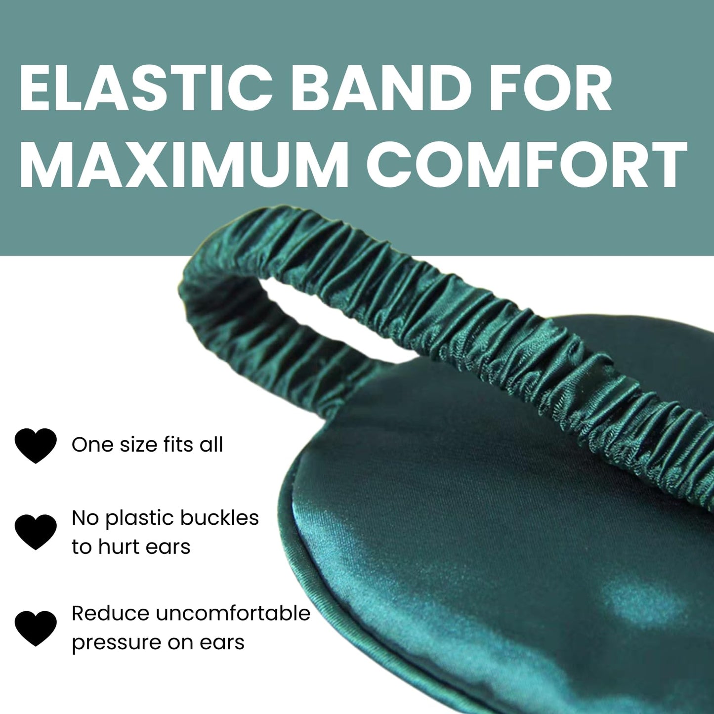 LCBD Silk Satin Sleeping Eye Mask, Dark Green Sleep Eye Mask Night Blindfold for Women and Men, Soft Breathable Blackout Eyeshade Eye Cover for Travel, Wedding Bridesmaid Gift