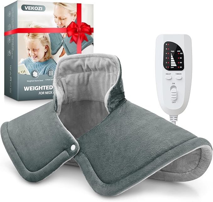 Heating Pad for Neck and Shoulders and Back, Christmas Birthday Gifts for Women Mom Wife Men Dad, Mothers Day Gifts, Weighted Neck and Shoulder Heating Pads, 6 Heat Settings 4 Auto-Off,17