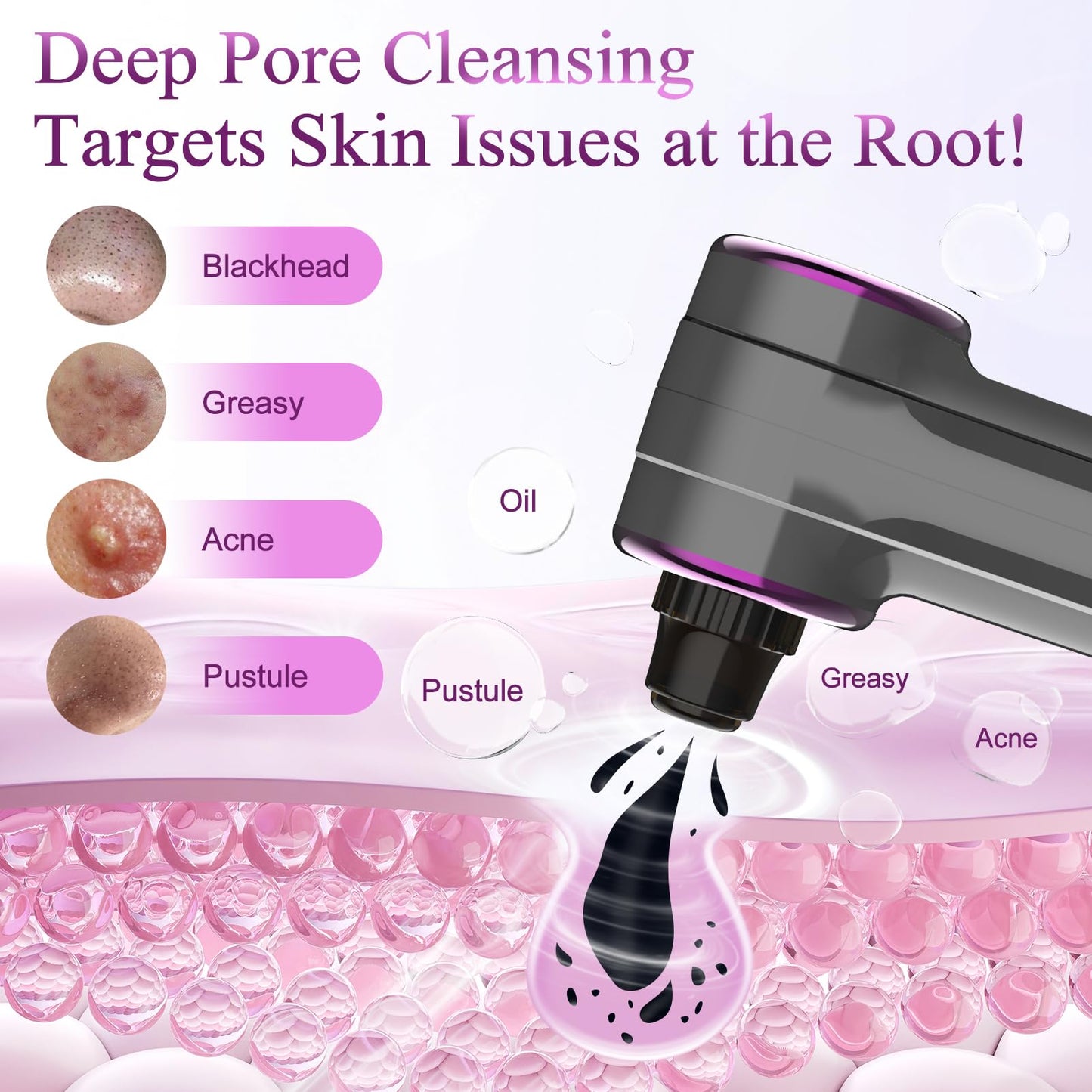 Blackhead Removers Pore Vacuum with Heating, Electric Blackhead Suction Remover, 3 Adjustable Suction Levels & 9 Modes, Comedone Extractor Kit with 5 Heads for Nose & Face Deep Pore Cleansing