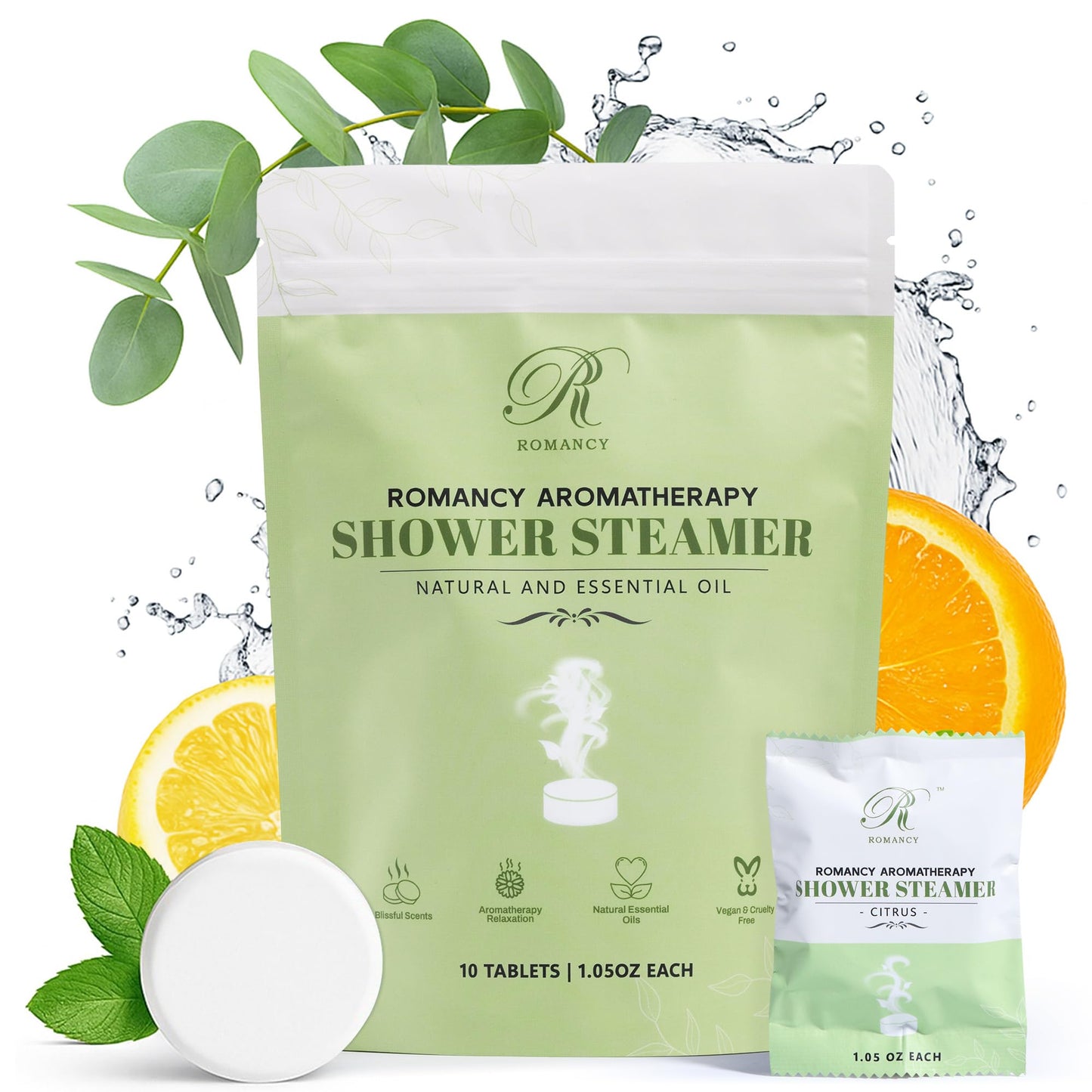 ROMANCY Shower Steamers Aromatherapy with Eucalyptus, Mint & Citrus Shower Bombs for Sinus Relief Relaxation Stress Self-Care Spa Gift Set for Women Men Travel Essentials Christmas Stocking Stuffers