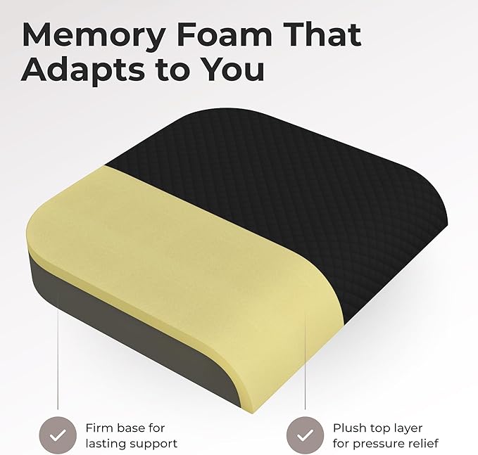 Kölbs Extra Large Seat Cushion Stylish Plush Velvet Cover XL Memory Foam for Office Chair, Floor Pillow Back Pain Coccyx Bruise Relief Carry Handle