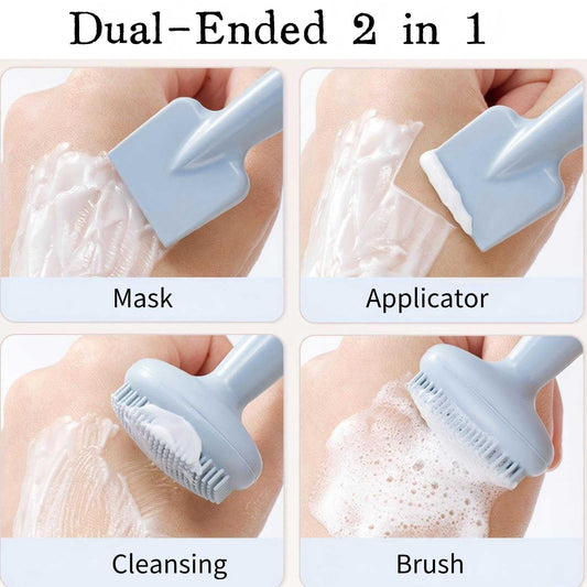 KINTEGOOD 2-in-1 Silicone Face Cleansing Brush, Double-Ended Facial Scrubber for Cleansing Exfoliating, Massage, Blackhead Removal, Mask Application