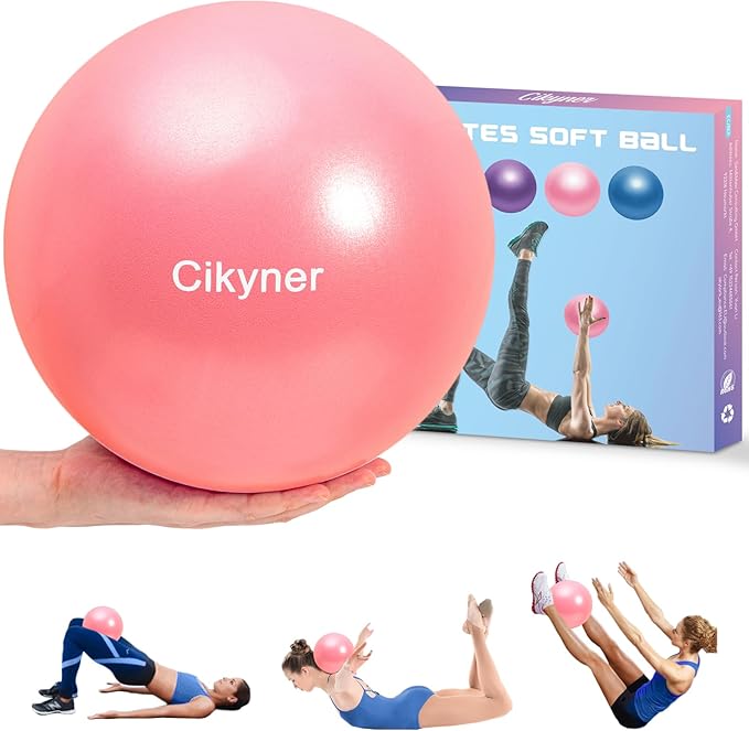 Cikyner Soft Pilates Ball, Small Exercise Ball 9 Inch Mini Gym Ball with Inflatable Straw, Suitable for Pilates, Yoga, Full Body Training, Physical Therapy and Balance improving at Home