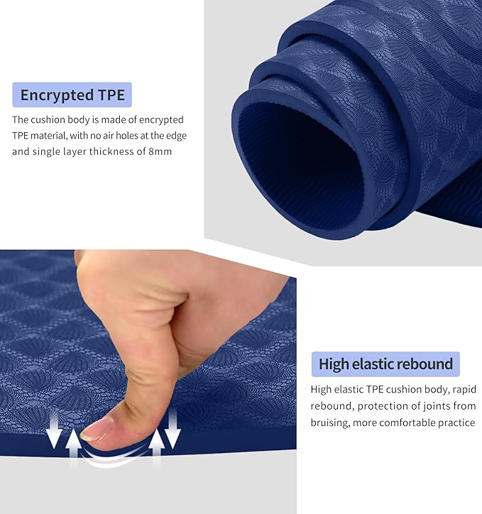 8/20/30mm Jump Rope Mat Fitness Exercise Mat Durable, Non-Slip, Workout Mats with Jump Rope & Carrying Bag for Home Gym Flooring (55"x 24")