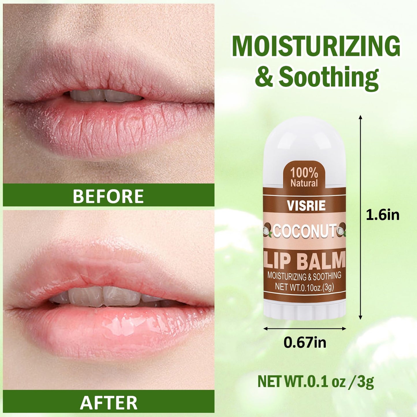 VISRIE Mini Lip Balm 40 Pack, Natural Lip Balms Bulk with Vitamin E and Coconut Oil, Moisturizing Lip Balm for Dry Cracked lips - 10 Flavors