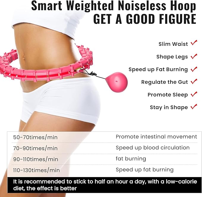 65inch 32 Knots Plus Size Quiet Weighted Hula Infinity Fitness Detachable Hoops Smart Silent Infinity Hula for Women 2 in 1 Waist and Abdominal Workout Hoop