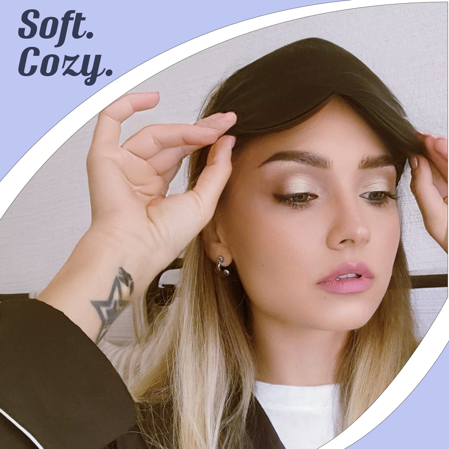 MATASSE Silk Eye Mask for Sleeping with Adjustable Elastic Band - 3D Contoured, Eye Cover Sleep Mask w/Genuine Mulberry Silk Including The Strap for Women, Men (Black)