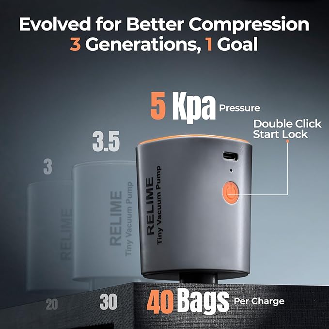 Apex Series Vacuum Bags for Travel Luggage with Wireless Pump, 180° Open, Reusable Compression Bags for Carry On Suitcases and Backpack, Vacuum Seal Packing Cube for Cloth (2Medium+Pump)