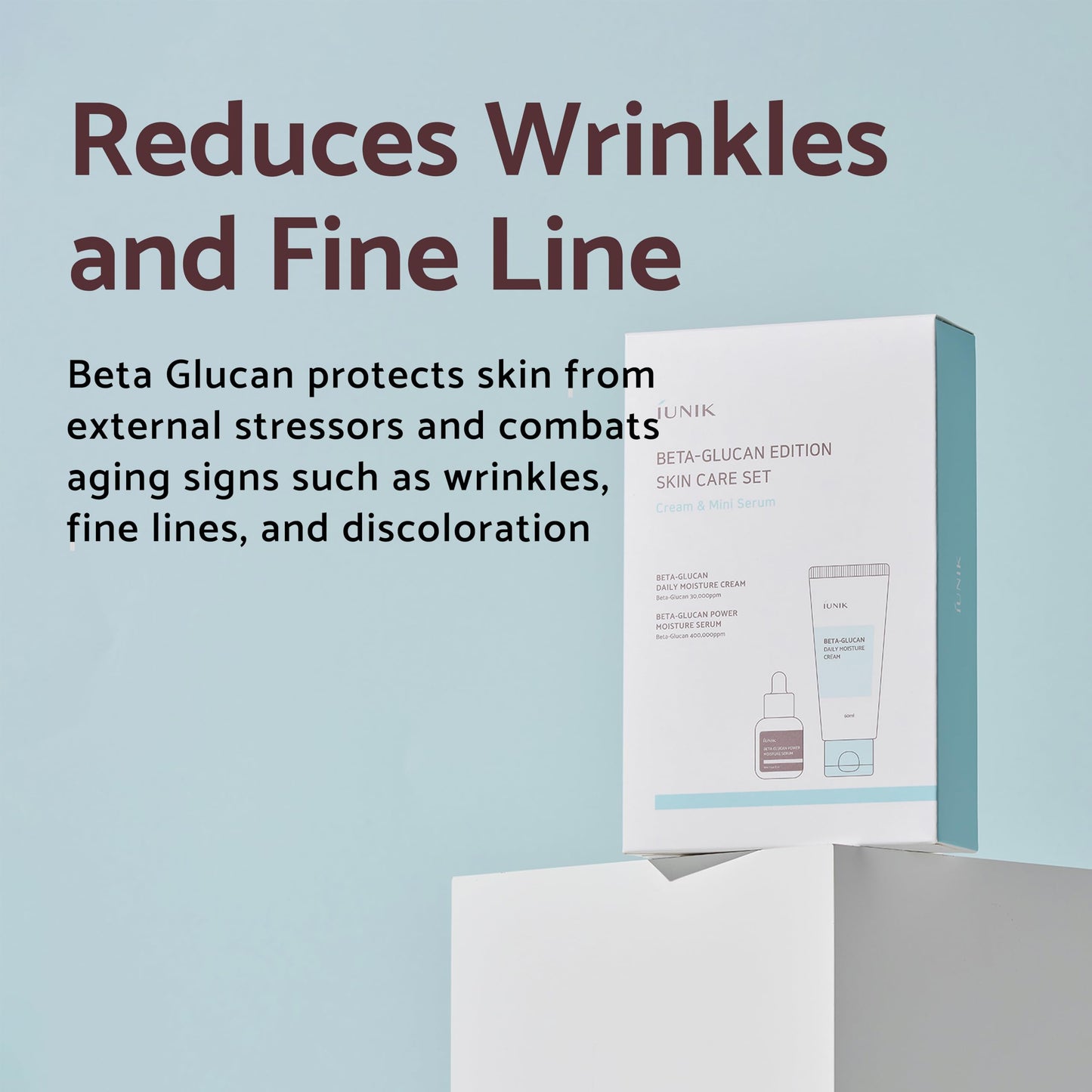 iUNIK Beta-Glucan Edition Skincare Set (Cream 2.02 fl.oz. & Mini Serum 0.51 fl.oz.) - Featuring the Powerful Beta-Glucan to Moisturize, Revitalize, and Reinforce the Skin with EWG-Green Ingredients