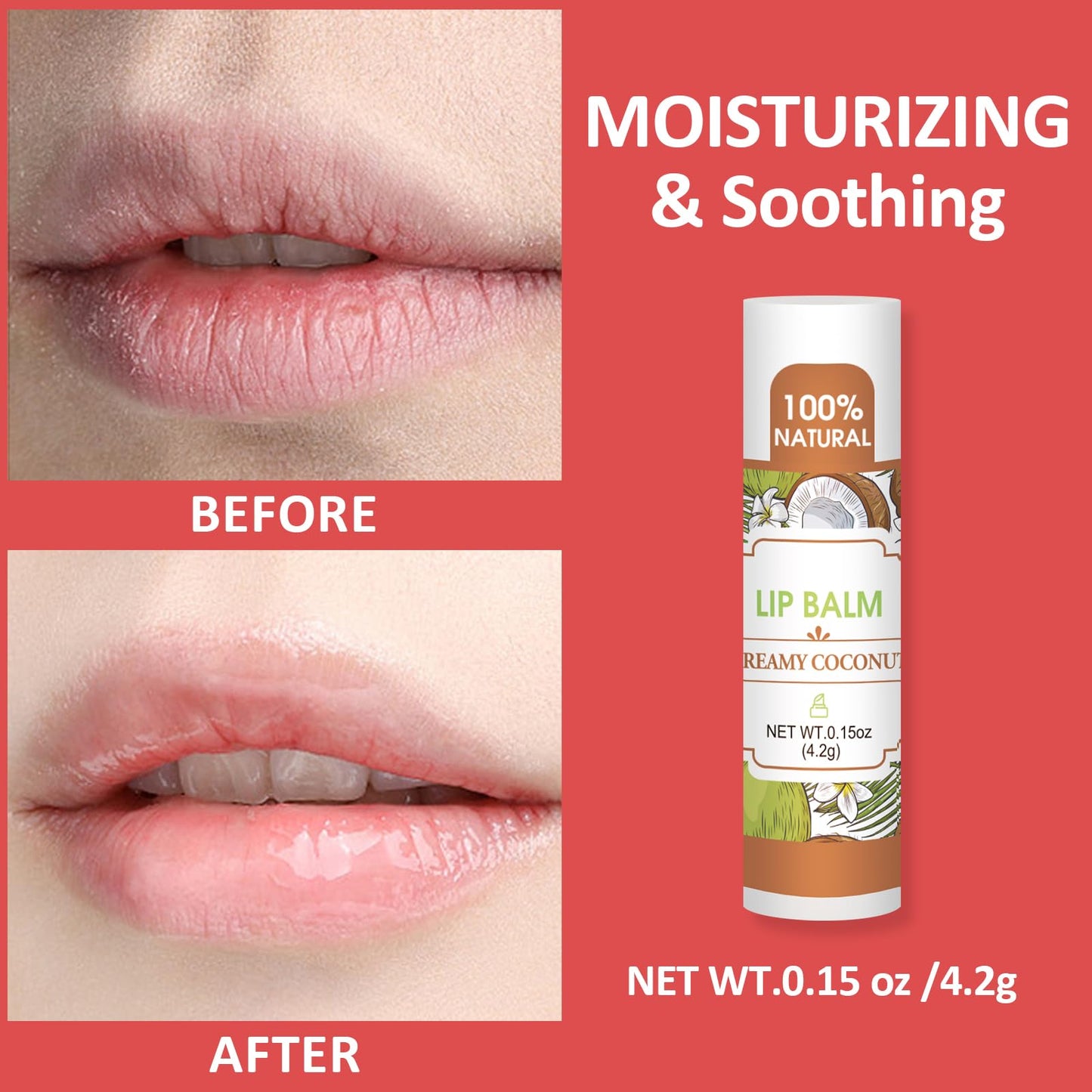 VISRIE 32 Pack Lip Balm, Natural Lip Balm Bulk with Vitamin E and Coconut Oil, Bulk Lip Balms for Dry Lips-16 Flavors