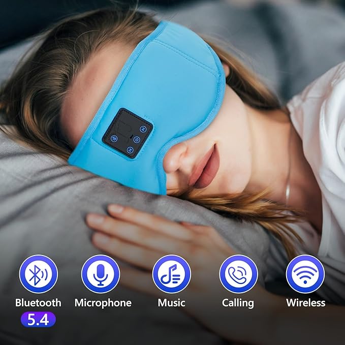 Aurya Sleep Mask with Bluetooth Headphones, 3D Eye Mask for Sleeping, 5.4 Wireless Sleeping Headphones with Ultra-Thin HD Stereo Speaker for Side Sleeper, Office Nap, Air Travel, Meditation