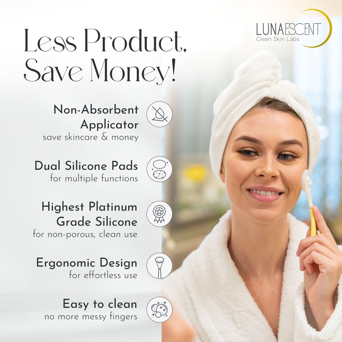 Serum Applicator for Face Meadow Green Reusable Skincare Applicator Serums, Oils, Medicated Ointments, Sunscreen, Makeup, Face Cream Applicator, Cooling & Warming Face Massager Tool by LUNAESCENT