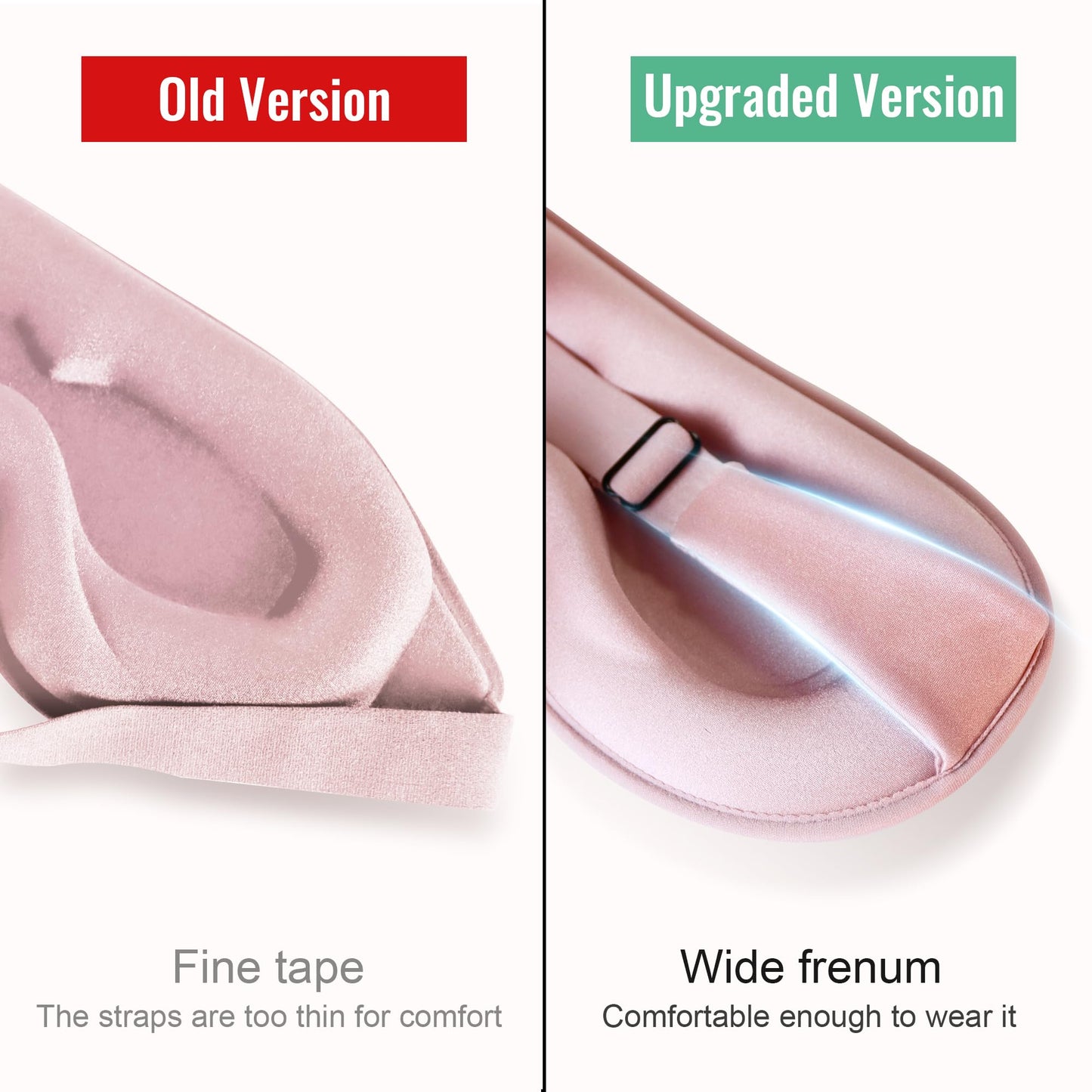 Sleep Mask,Upgraded 3D Deep Contoured Eye Mask for Sleeping,No Pressure Eye Covers 99% Block Out Light Eye Mask with Adjustable Elastic Strap for Sleeping, Yoga, Traveling (1pc,Pink)