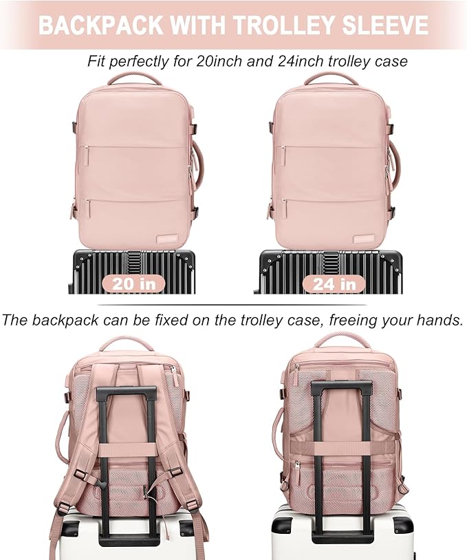 Carry On Backpack, 42L Flight Approved Travel Backpack for Men Women,Airline Approved Gym Backpack Waterproof Business Laptop Daypack Laptop Backpack,Casual Daypack for Business Weekend Hiking