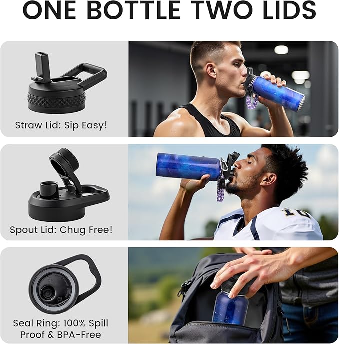 40oz Insulated Water Bottle, Triple Wall Vacuum Stainless Steel Water Bottles - Keeps Cold 48H, Reusable Metal water flask Jug for Gym, Sports, Camping, Hiking,Travel, Twilight Mist Purple