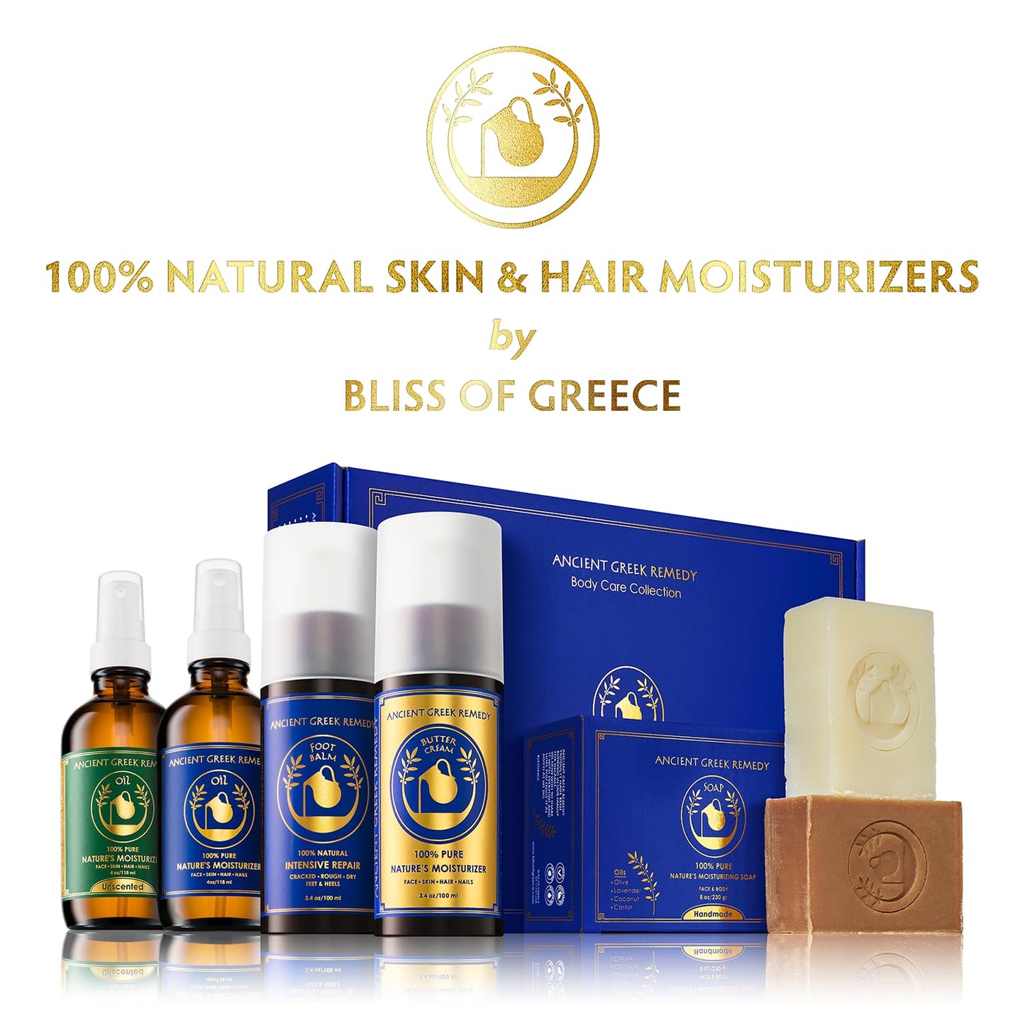 Organic Skin Care Gift Set, Spa Gifts for Women and Men - Lavender Scented Bath and Body Gift Basket with Body oil, Facial Cream, Foot Lotion and 2 Soap Bars with Soap Holder