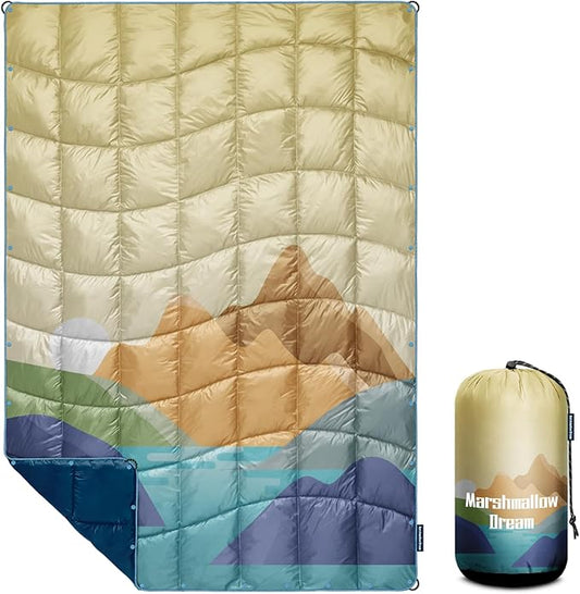 Camping Blanket, Puffy Down Alternative Blanket Lightweight Windproof for Outdoors,Hiking, Backpacking,Beach,Car,Picnic,Stadium