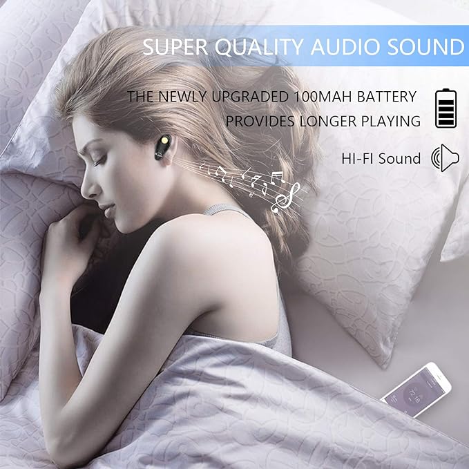 Bluetooth Headset, V5.0 Ultralight Wireless Headphone Cell Phone Earpiece with Mic Headsetcase,Volume Control, Handsfree Earbud,Compatible with Android/iPhone/Smartphones/Laptop