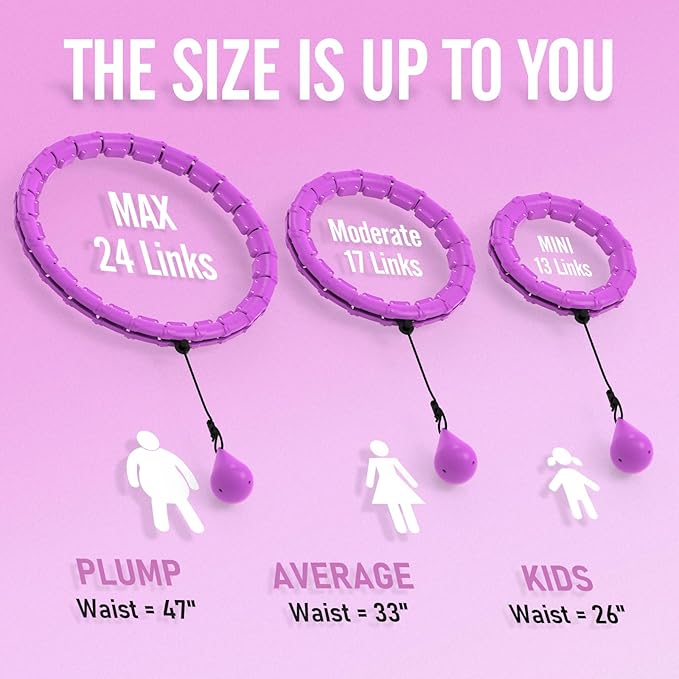 JKSHMYT Weighted Hula Circle Hoops for Adults Weight Loss, Infinity Fitness Hoop Plus Size 47 Inch, 24 Detachable Links, Exercise Hoop Suitable for Women and Beginners