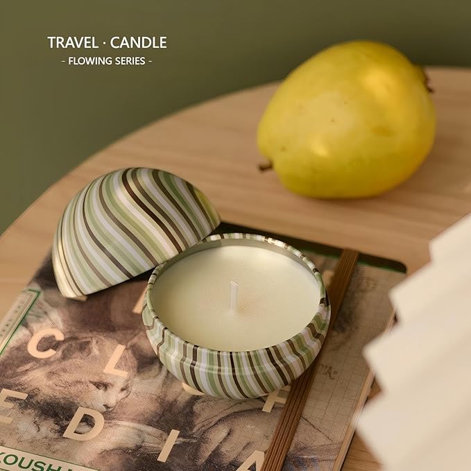 4 Pack Aromatherapy Candles, Mini Travel Scented Candle Set with Individual Packing, 2.5 OZ Soy Wax Candles, Portable Tin Candles with Lid, Gifts for Women, Ideal for Birthday, Festivals
