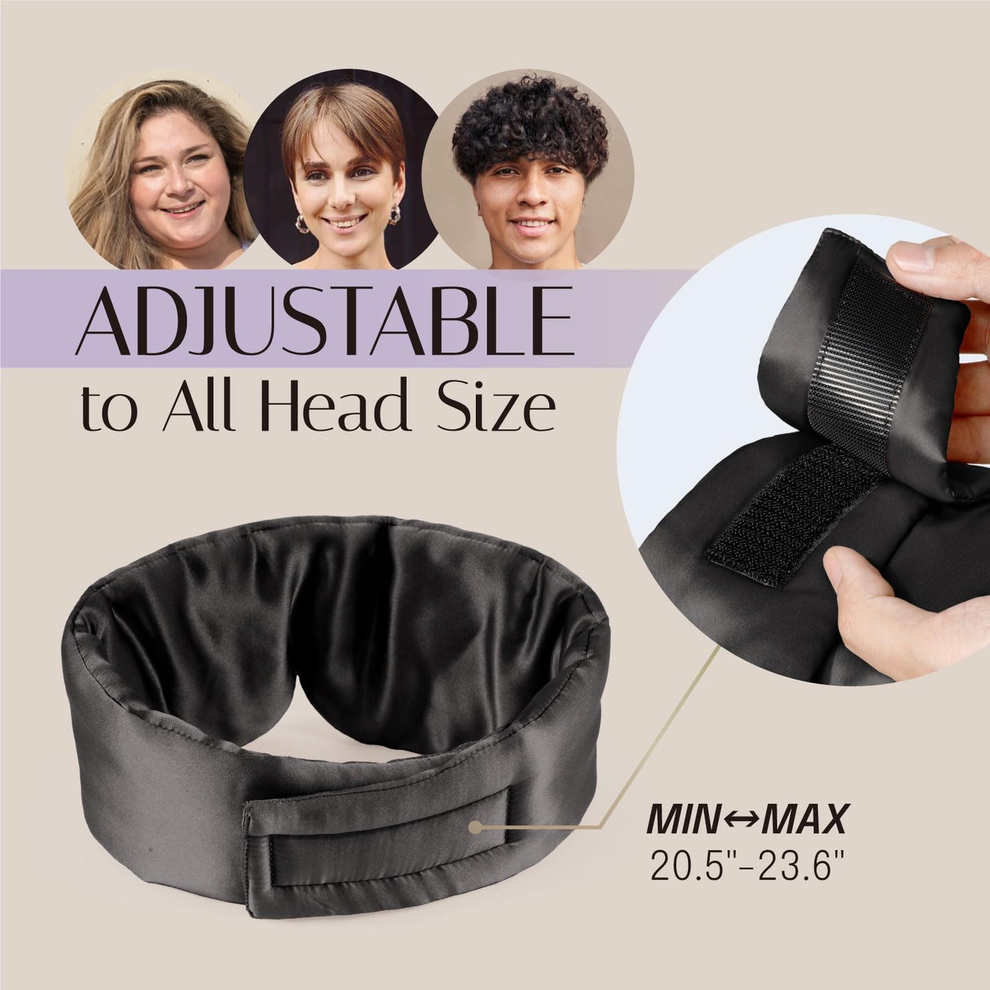 Silk Sleep Mask Soft Pressureless: 100% Mulberry Silk for Eye Skin Anti Wrinkles, Large Size for Total Blackout, Adjustable Wide Velcro Ear Cover