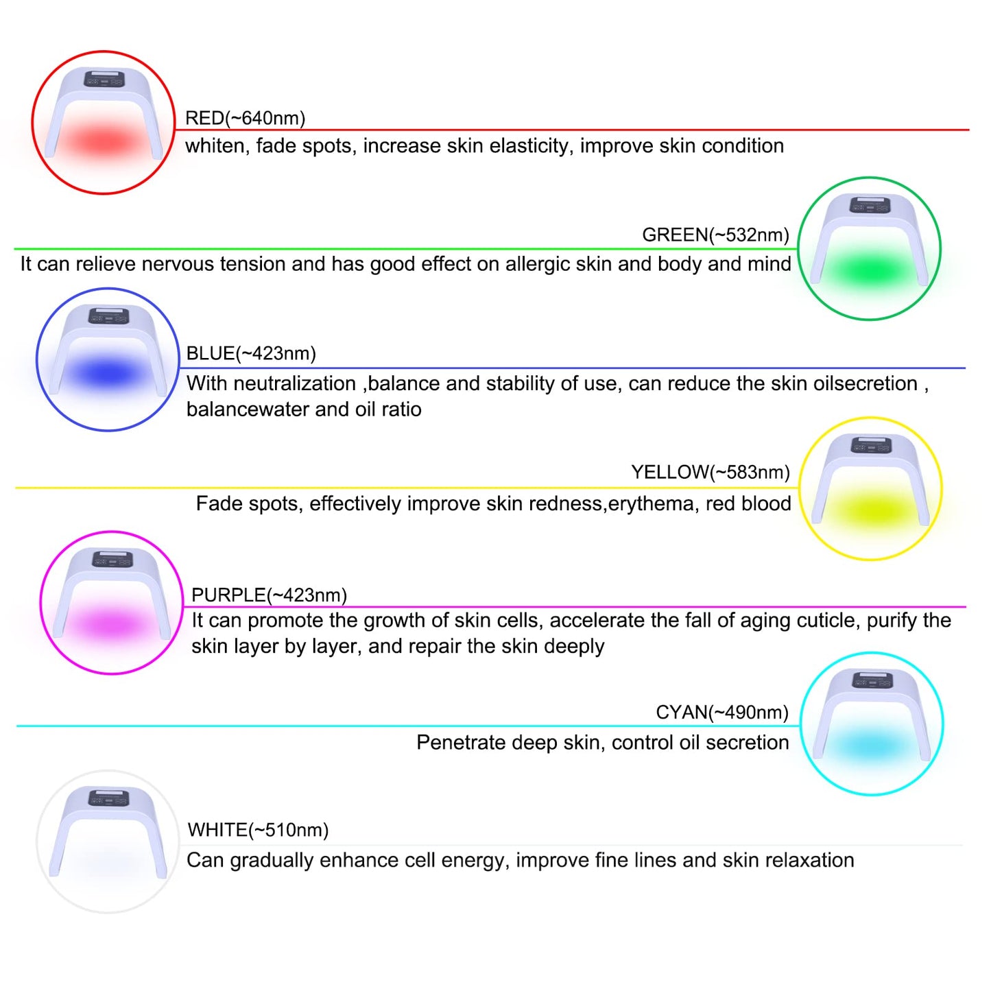 7 Color LED Face Mask LED Light Therapy Equipment for Skin Care at Home Beauty Salon Equipment