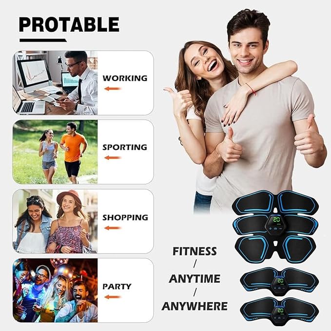 ab Stimulator Muscle Toner, abs Stimulator Military Grade EMS Muscle Stimulator Ab Machine for Ab/Arm/Leg, Abs Workout Equipment, ab Stimulator Belt Abdominal Belt Fitness Portable for Men and Women