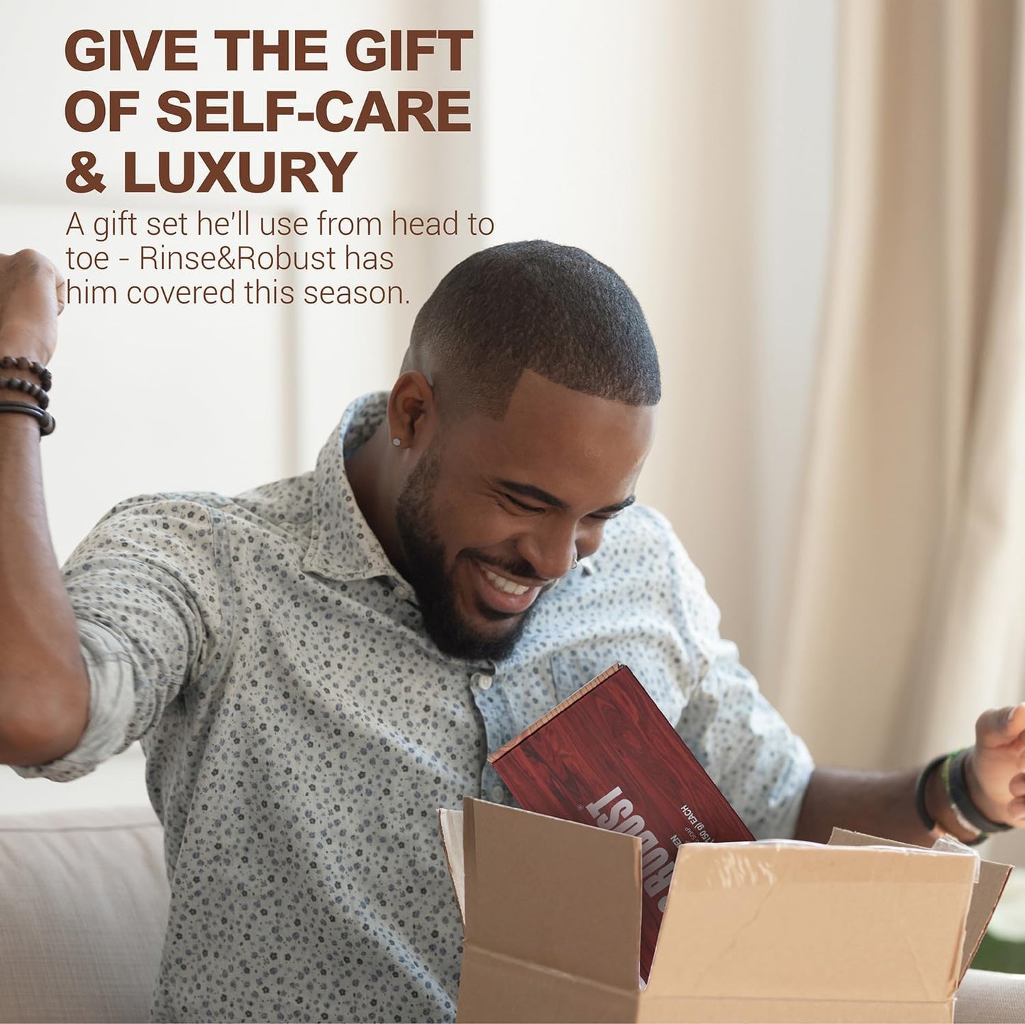 Rinse & Robust Bar Soap for Men - 4Pcs Exfoliating & Moisturizing 4-in-1 Cleansing Bar Set for Face, Body, Hands & Shave | All Skin Types | Luxury Fathers Day Gift Set(4 x 5.3 oz)