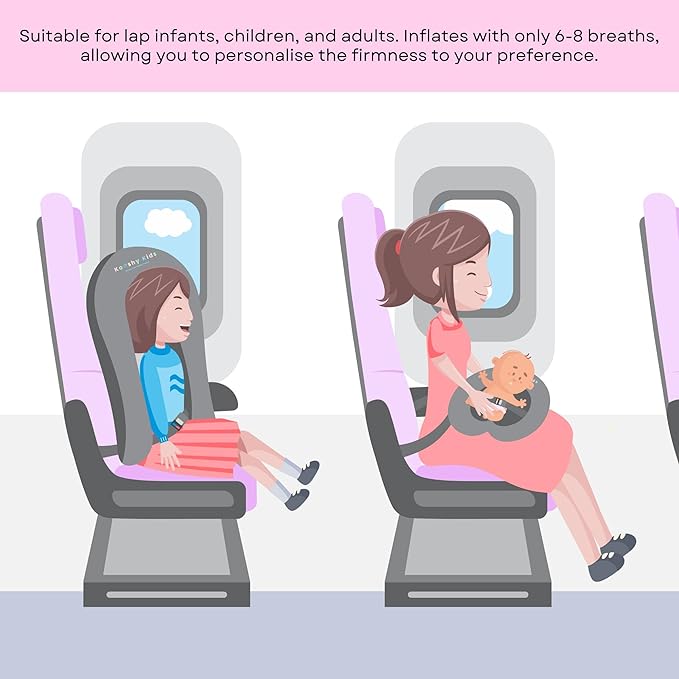 Premium Kooshy Kloud - Hand-Pumped Travel Pillow Nest - Inflatable Travel Pillow - Infant Kids Travel Cuddle Bed - Adult Back Support - Sleep on Planes - Approved All Airlines