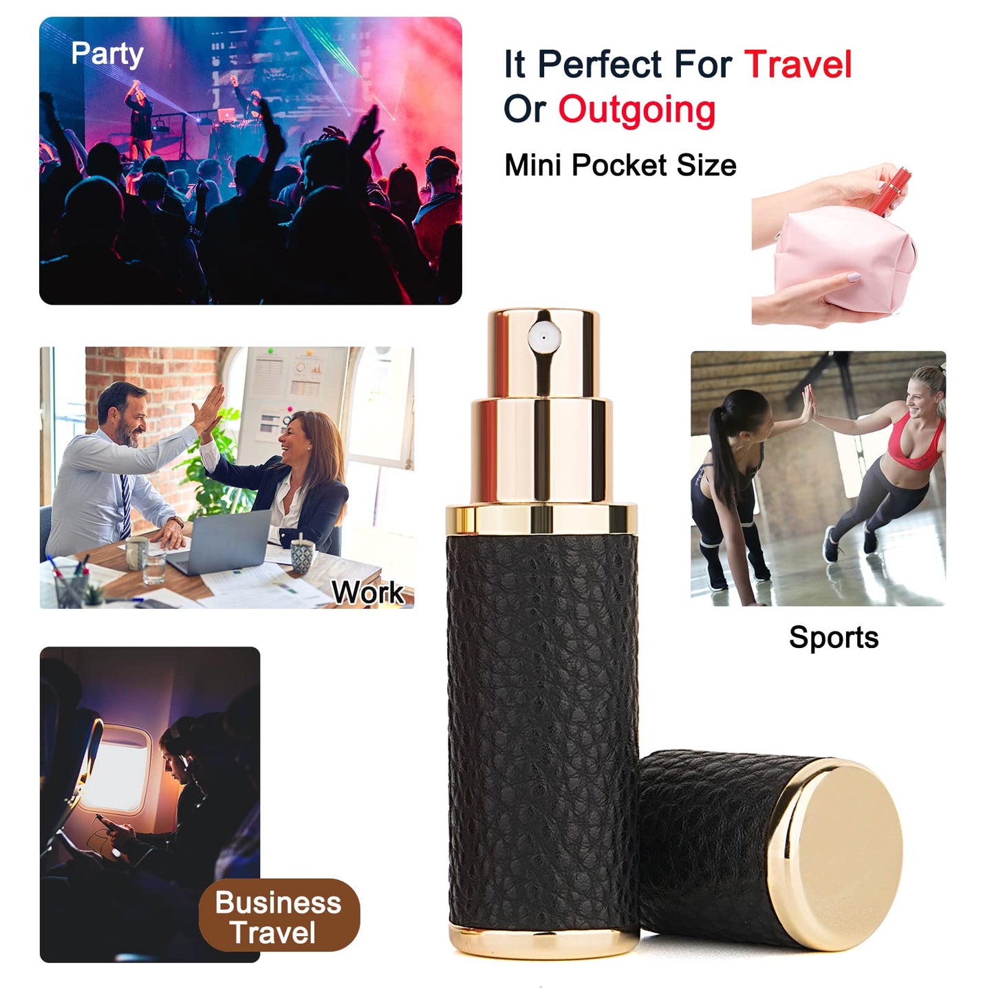 Sinyutia Portable Mini Perfume Refillable Bottle, 5ml Leather Material Travel Atomizador, Fine Mist Refillable Cologne Dispenser Sprayer, With Funnel And Perfume Diffuser Tool For Women&Men (Orange)