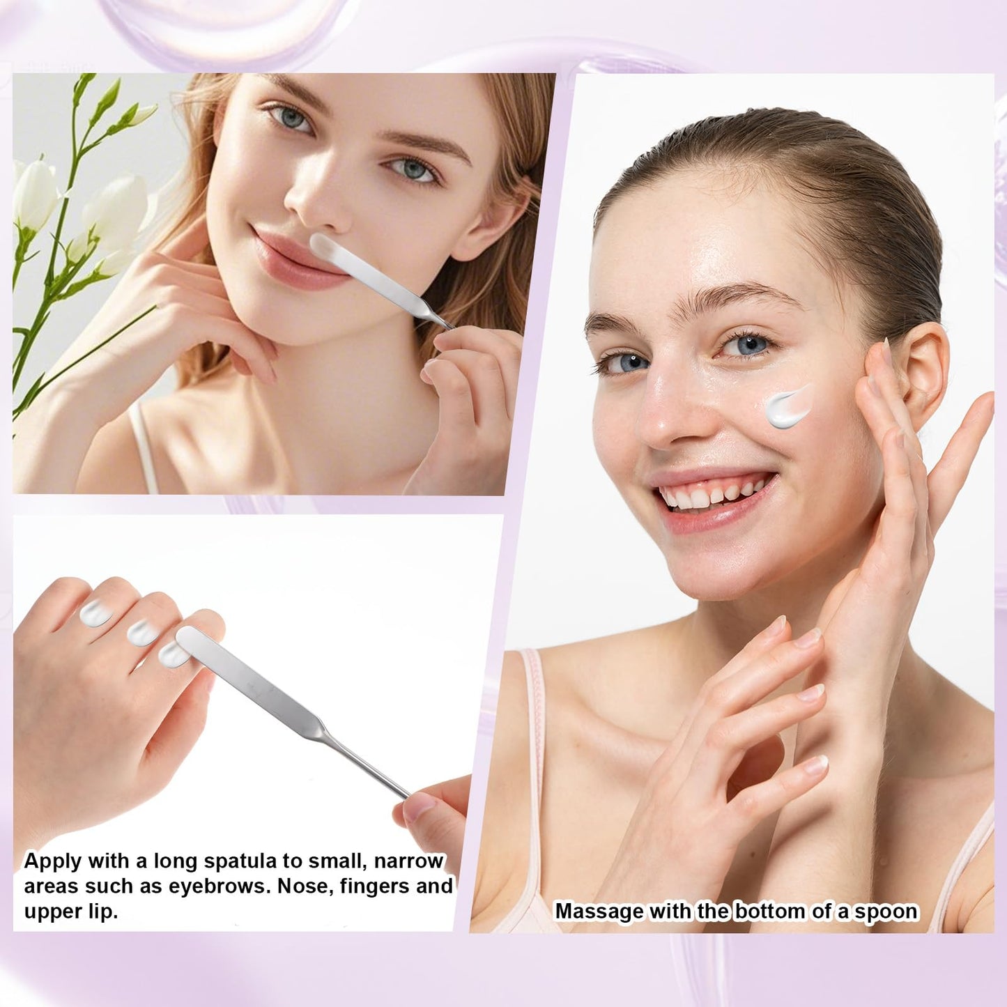 4PCS Stainless Steel Makeup Spatula Mini Metal Cosmetic Spatula Korean Skincare Spatula Multi-functional Beauty Spatula Tiny Facial Spatula Beauty Accessories for Personal Care Makeup Cosmetics Tools