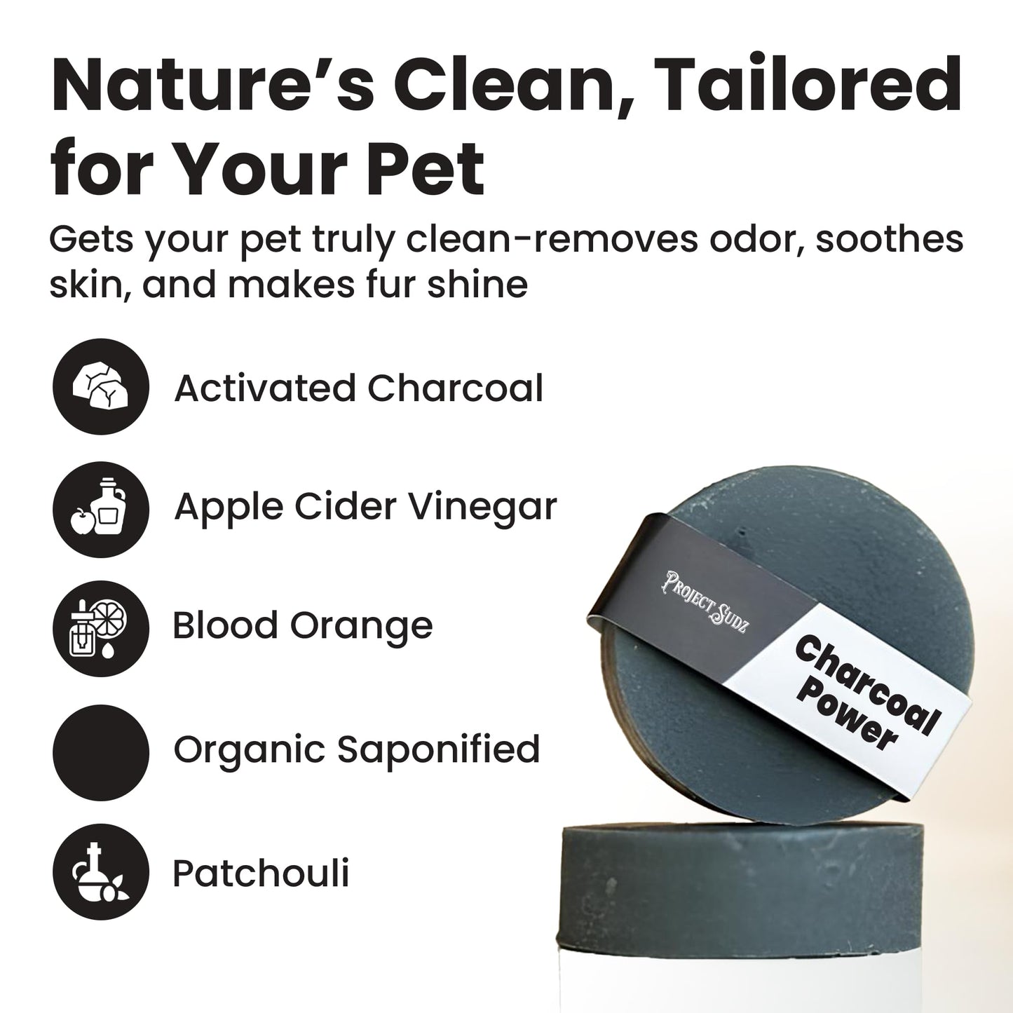 Project Sudz Activated Charcoal Organic Bar Shampoo for Dogs | Odor Eliminating Dog Shampoo Bar (1)
