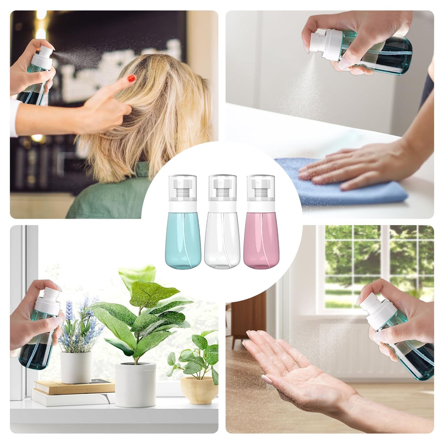 ShyBegonia 3 Pack Small Spray Bottle 1 oz/30ml Travel Size Fine Mist Mini Empty Spray Bottles - Leak Proof - for Toners, Perfume, Face & Hair Mist (3 color)