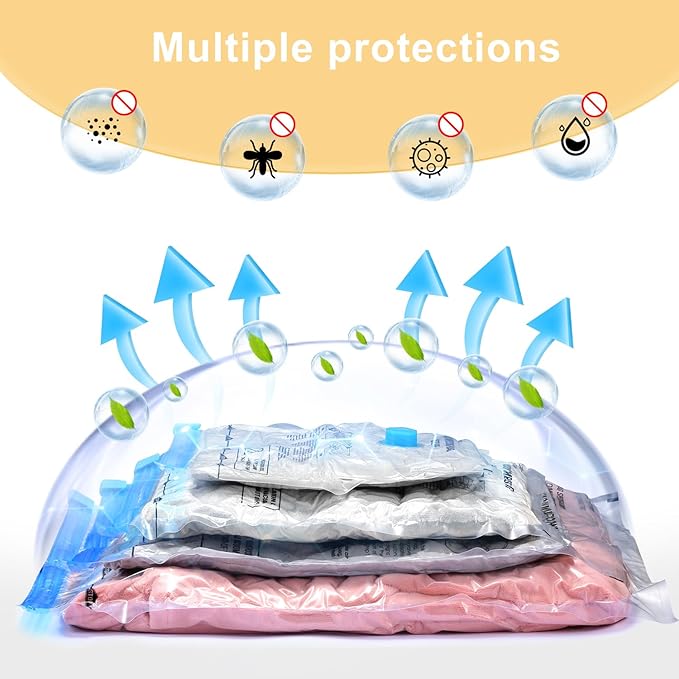 Vacuum Travel Bags Combo 6 Pack - Space Saver Vacuum Storage Bags for Clothing, Blankets, Pillows - Travel Essentials